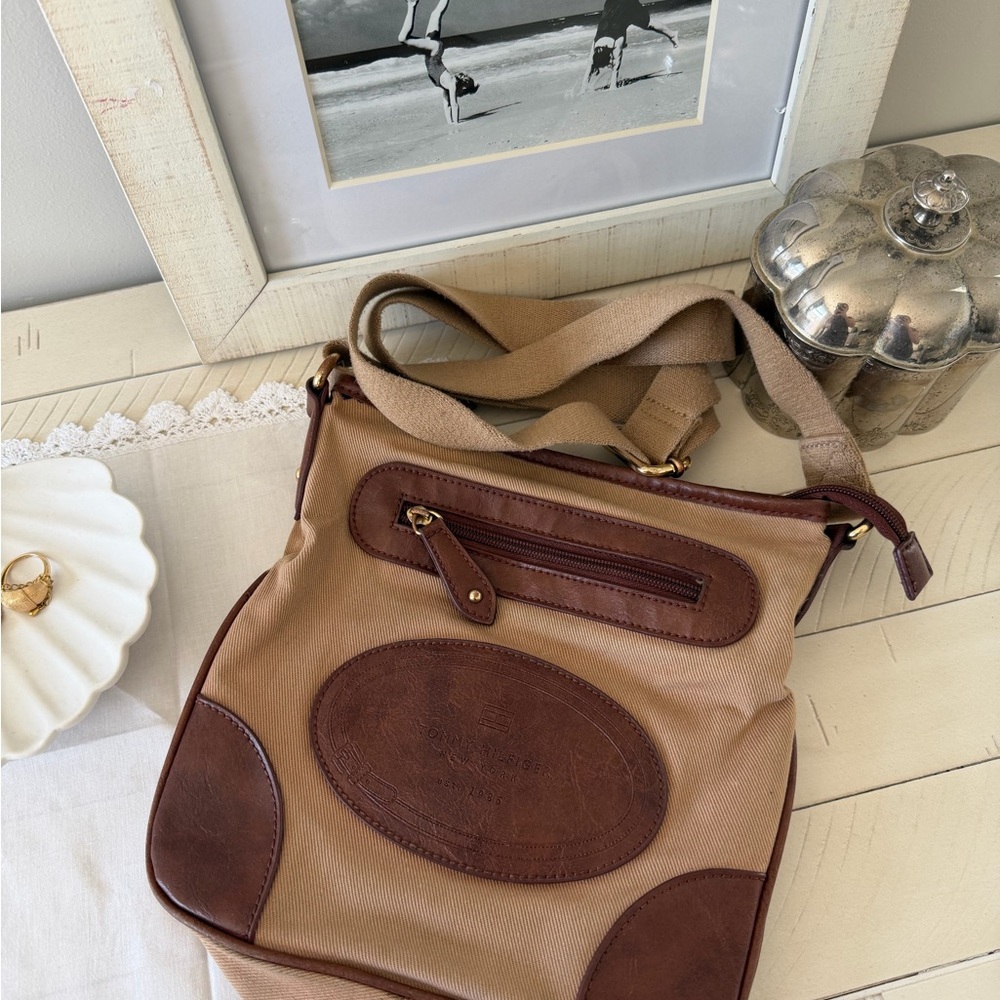 Tommy Hilfiger Brown and Tan Shoulder Bag